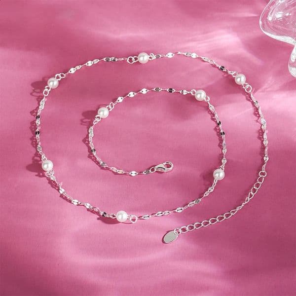 925 Sterling Silver Sparkling Pearl Necklace Womens Minimalist Temperament Collarbone Chain Neck Chain Wedding Jewelry 251202
