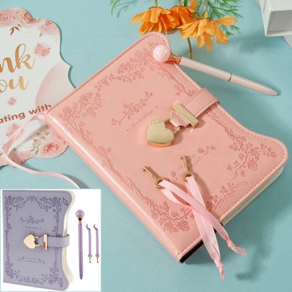 B6 360 Pages PU Leather Book with Lock Diary Thickened Creative Hand Ledger Student Notepad Stationery Notebook Binder Journal 251129BANJIA
