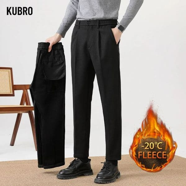 Mens Wool Cashmere Suit Pants Trendy Men Double Pleated Winter Autumn Baggy Fleece Thicken Trousers Male Formal Business Site 251201