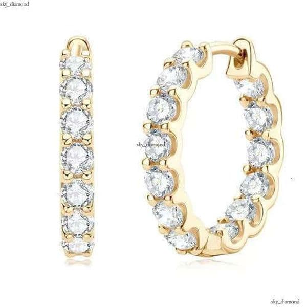 GRA Certified 2.6ct Colored Silicon Stone VVS Moissanite Huggie Hoop Riviera Tennis Earrings Women Wedding 925 Silver Jewelry Romantic Lock
