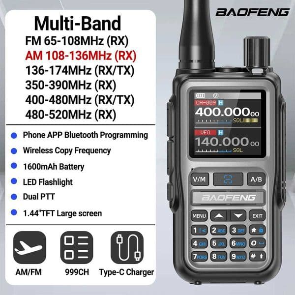 BAOFENG UV-5R Mini Walkie Talkie Full Band Programming Wireless Copy Frequency 999CH AM FM Long Range Ham Radio Trip M251210