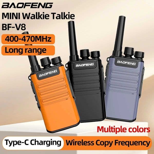 Baofeng BF-V8 Mini Walkie Talkie Wireless Copy Frequency Long Range Optional Color Type-C Charging Flashlight Two Way Ham Radio M251210