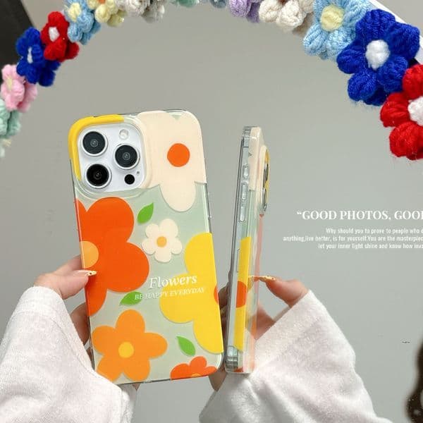 ins Oil Painting Colorful Flowers 17promax Compatible with iPhone16 Apple 15pro Glitter Phone Case 14 Shockproof