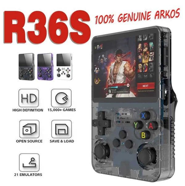 Retro handheld game console R36S 35-inch high-definition video game player portable 128G memory game console open source system L2512109F0E