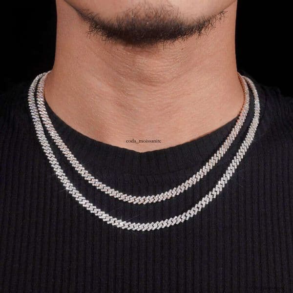 Pass VVS Moissanite Tester Ice Out One Row Hip Hop Thin 5mm Width 925 Sliver Silicon Stone Cuban Chain