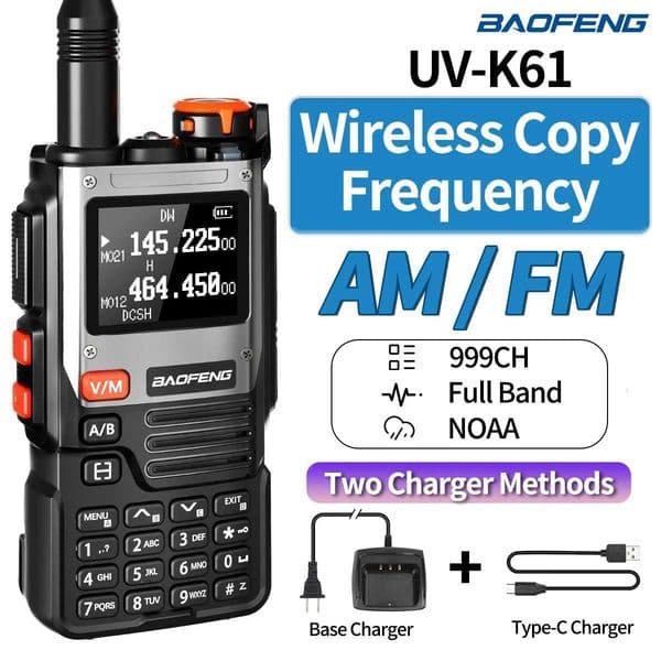 Baofeng UV-K61 Walkie Talkie Air Band Wireless Copy Frequency AM FM 999CH Full Band NOAA Type-C UV-5R Upgraded UV-K6 Ham Radio M251210