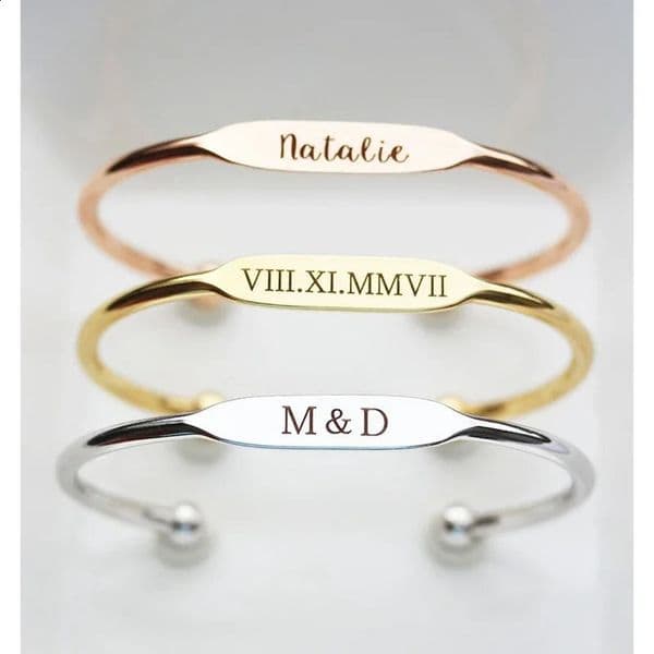 Personalized Engraved Bracelets Stainless Steel Customized Singlle Cuff Bangle Custom Name Valentines Day Gift for Lovers 251210
