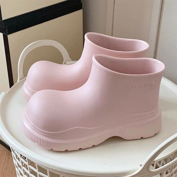 wide toe rain shoes womens pink galoshes waterproof ankle rain boots woman Korean style loose rainboots water shoes ladies 251205