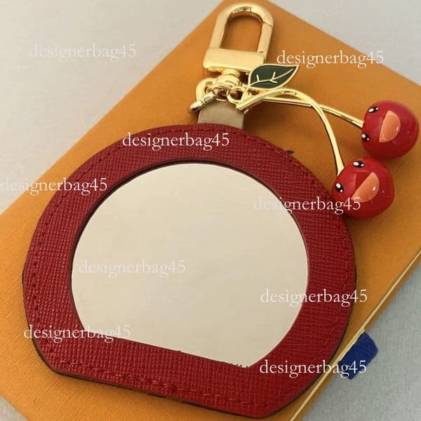 Brand Cross Border Styles European And American Style French Light Vintage Floral Denim Fruit Cherry Bag Luxury Designer keychain Portable Makeup Mirror Pendant