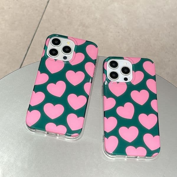 Korean Style Fresh Pink Heart Suitable for iPhone 17 Apple 16 Pro Max Phone Case 15 Girl 14 New Model