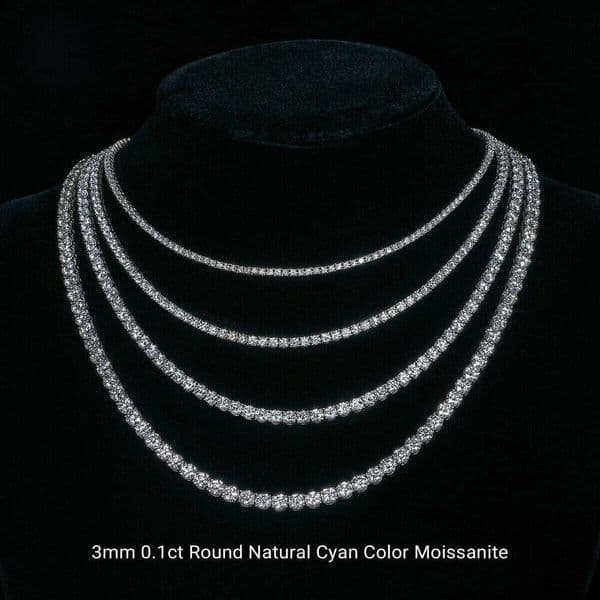 GIGAJEWE VVS Moissanite Tennis Necklace and Bracelet 925 Sterling Silver Plated with 18k White Gold Pass Diamond Test