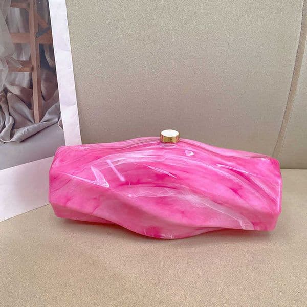 Small niche design, personalized high-end sense, irregular acrylic box bag, casual and versatile, stone pattern hand-held crossbody bag