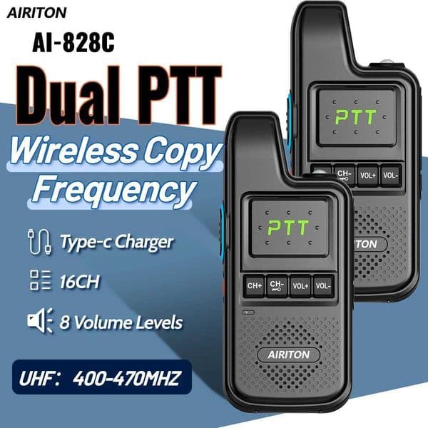 1/2PCS AI-828C Walkie Talkie Dual PTT Clear Voice Report Type-C Charger 8 Volume Adjustable Levels Long Range Portable Radio M251210