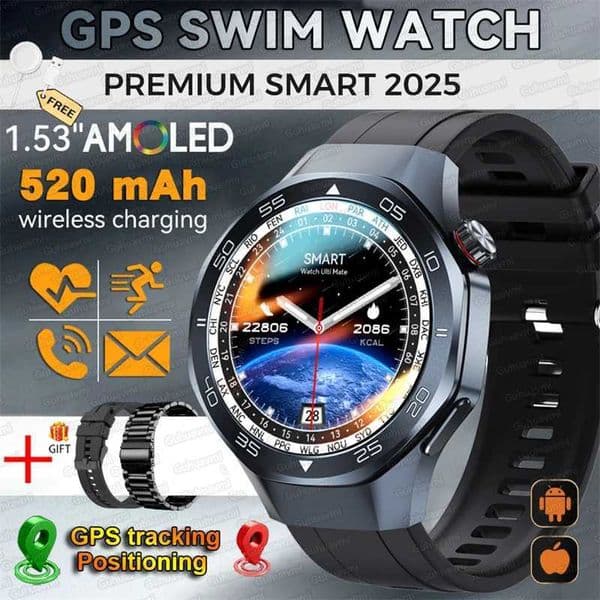2025New Upgraded Outdoor Sport GPS Smart Watch Men 153 HD AMOLED Sn GPS track Heart Rate etooth Call Compass SmartWatchXJ251210
