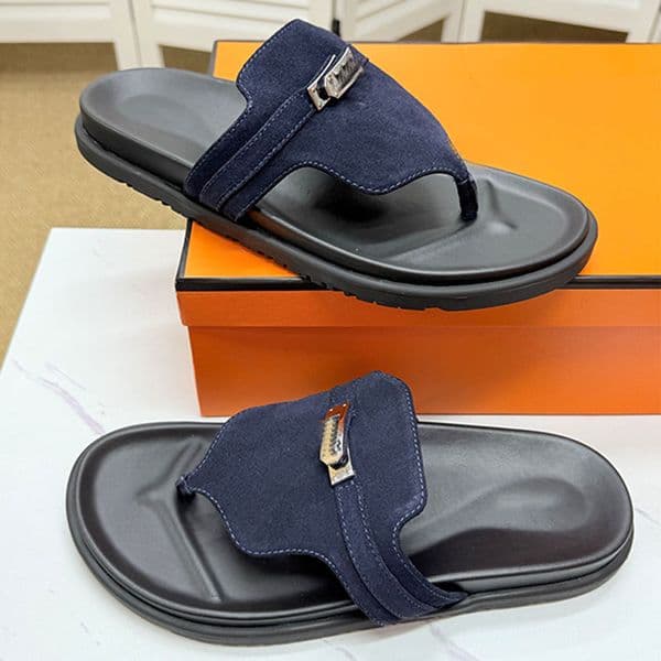 2026ss Spring Summer New Collection Empire sandal Luxury goat leather suede design Permabrass plated buckle beach sandals Fashionable comfortable Flip Flops