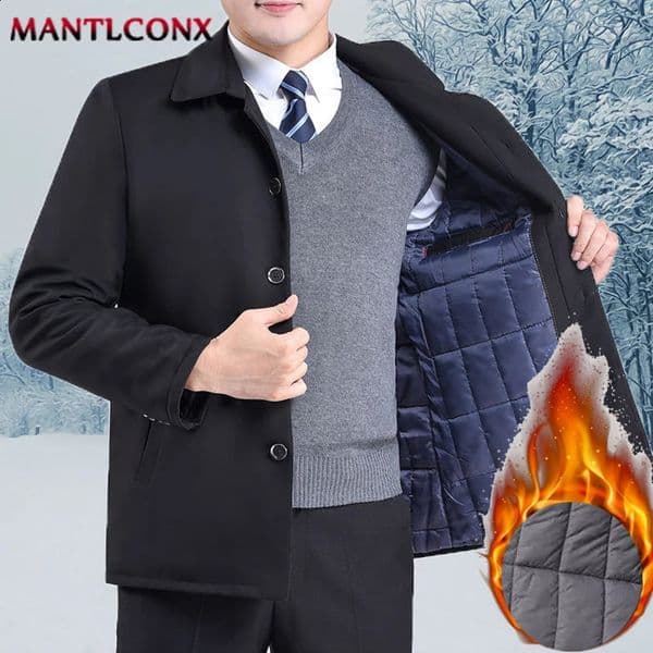 Thicken Warm Mens Winter Jacket Casual Business Blazers Men Padded Inner Windbreak Coat Autumn Outerwear XL 251129