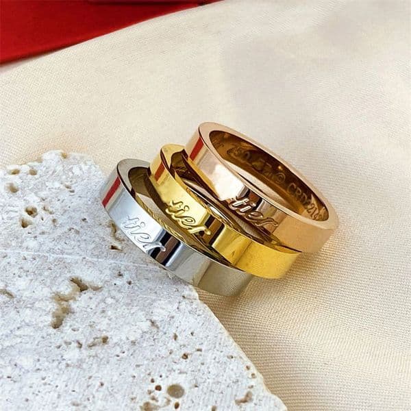 Classic Love Ring Gold Plated Luxury Designer Ring Stainless Steel Signature Ring Fashion Jewelry For Men Women USA Size 5 6 7 8 9 10 11 Q260509