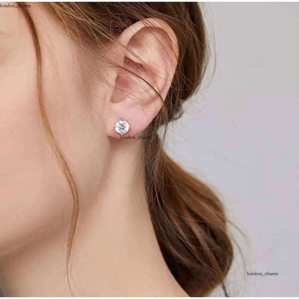 4mm-7.5mm Luxurious 925 Sterling Silver Certified VVS Moissanite VVS Moissanite Stud Earrings for Men and Women with Screw Back Design