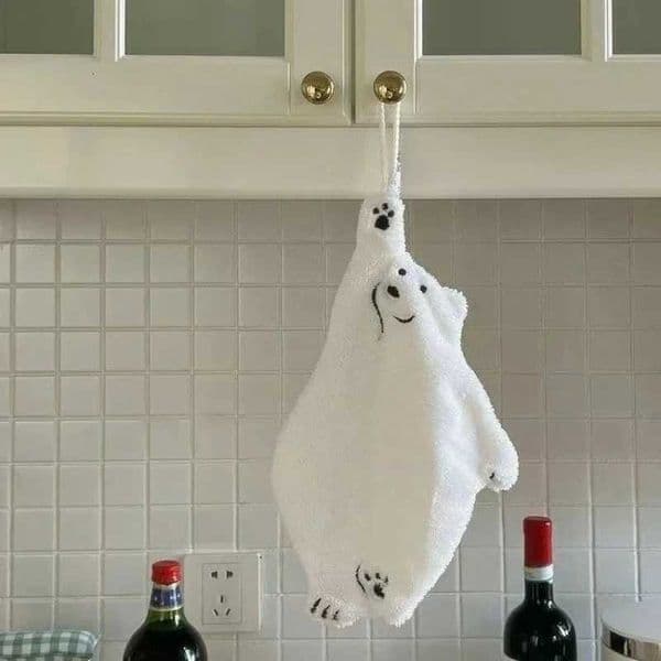 Polar Bear Hand Wiping Towel Super Absorbent Hanging Kitchen Towel Coral Design Thick Cartoon Hand Towel C251210