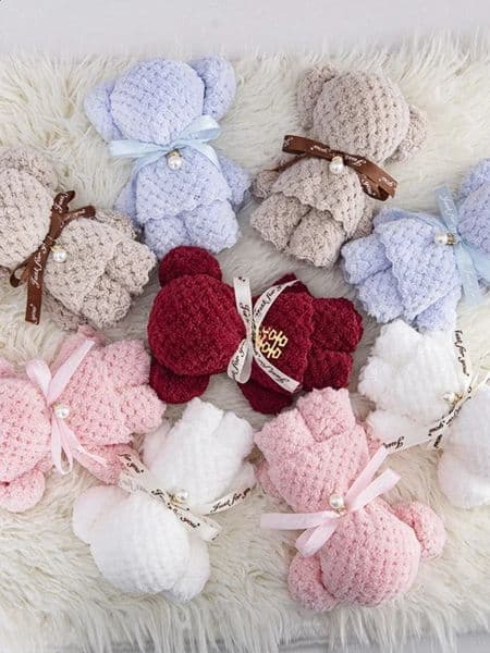 1pcs Coral Velvet Bear Shape Towel Set with Gift Bag Face Towel Baby Shower Home Party Wedding Birthday Gifts for Mother Friend 251202BJ