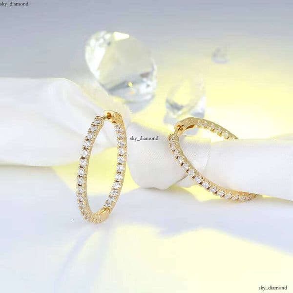 VVS Moissanite RINNTIN OE137 High-Quality 18k Gold Lting Jewelry Women's Large Hoop Earrings