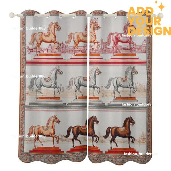 Custom Designer H Blackout Curtain for Bedroom 52x72 inch Long 2 Panels Luxury Horse Pattern Darkening with Grommet Insulated Blinds Privacy for Living Room H36