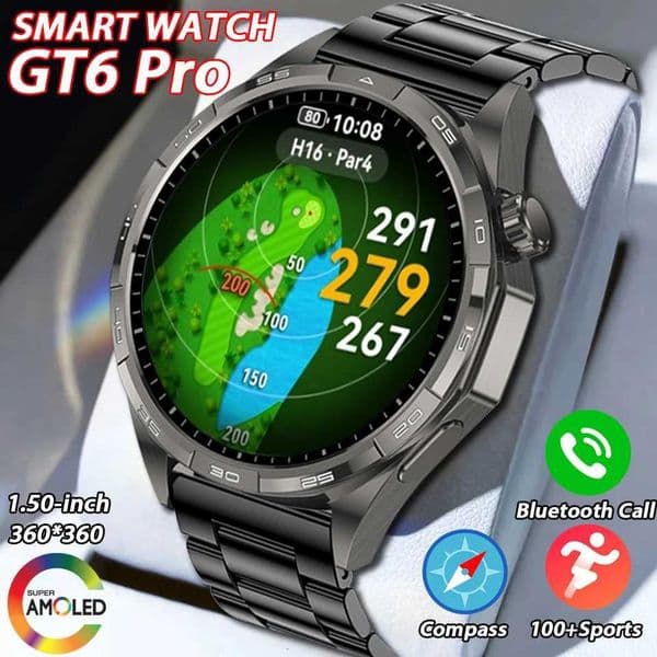 Genuine Series 6 Pro GPS Smart Watch Men 360360 AMOLED Sn Heart Rate etooth Call IP68 Waterproof Man Smartwatch 2025 NewXJ251210