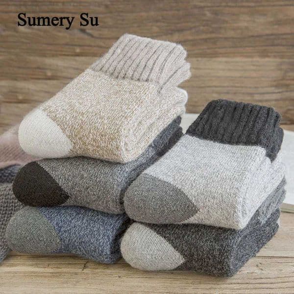 5 Pairs/Lot Wool Socks Men Thick Warm Winter Cashmere Color Blocking Design Vintage Fashion Socks Male Meias 7 Colors Hot 2023XJ251210