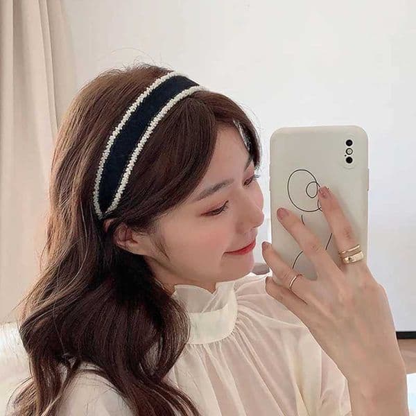 Small fragrant wind rice beads twisted headband female geometric wide version out headband simple forest wash hair accessoriesT251210