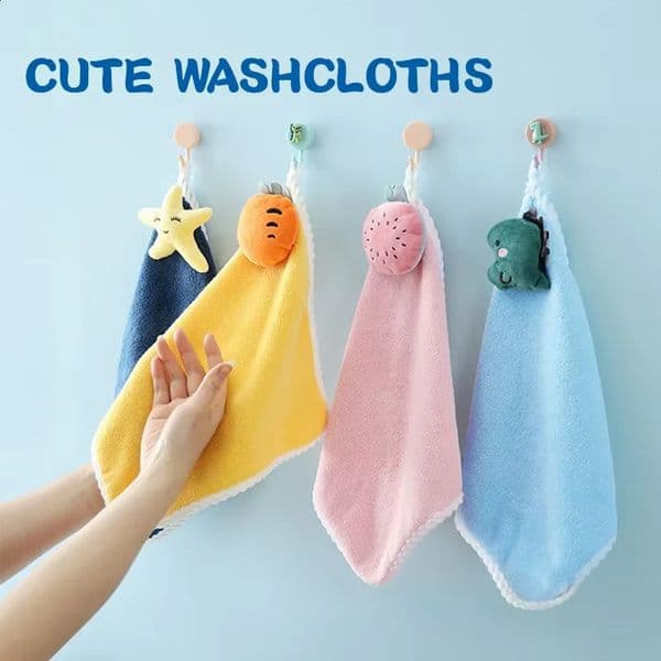 2PCS Cute Microfiber Hand Towels for Kids- Absorbent Fingertip Towels Soft for Infants Perfect for Bathroom Use at Home 251202BJ