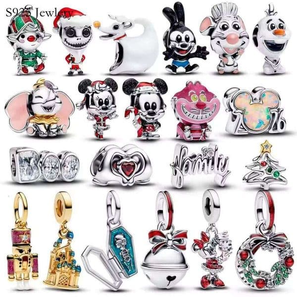 2015 New 2025 Christmas 925 Sterling silver Mouse Animal Beads Charms Pendant Fit For Women Bracelet DIY Jewelry Gift