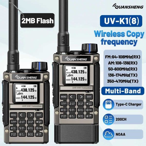 Quansheng UV-K18Walkie Talkie Dual Band VHF UHF 2MB Flash AM FM Wireless Copy Frequency Radio NOAA For Camping UK-K5 K6 M251210