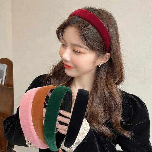 Retro Velvet Headband Versatile Korean Headband Sponge Hairband Luxurious Wide Velvet Hairband For Hair Styling WomenT251210