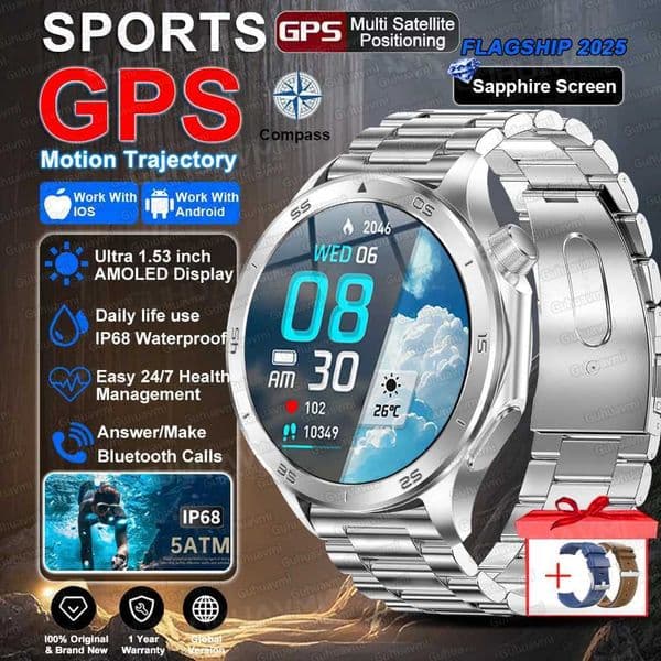 2025 New WATCH X2 Ultra Smart Watch Men HD AMOLED Sn GPS Motion trajectory Heart Rate etooth Call 152 Smartwatches IP68XJ251210