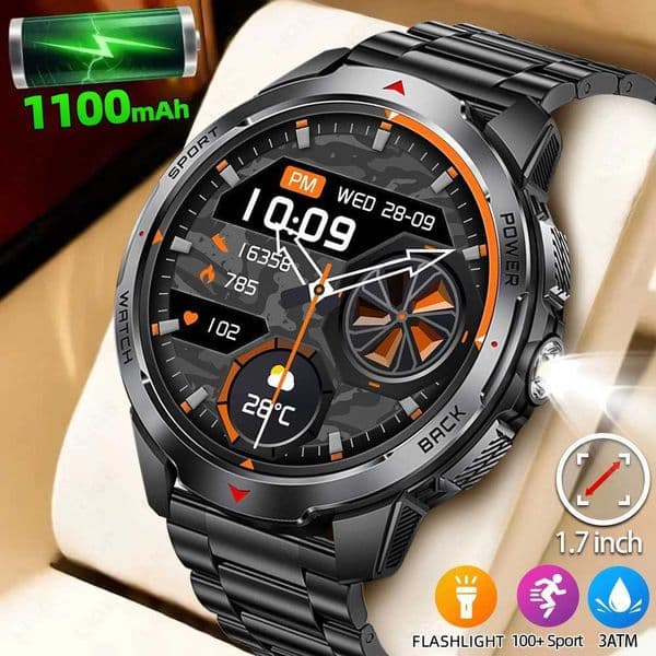 LIGE New 1100mAh Battery Smart Watches For Man Outdoor Sport LED Flashlight Compass Mens Smartwatch etooth Call Men WatchesXJ251210