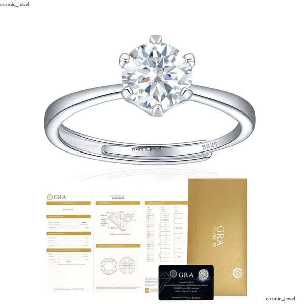 VVS Moissanite Jewelry GRA Certified VVS1 White Gold Plated Women's Gift Wedding Engagement Silicon Stone Ring 925 Silver