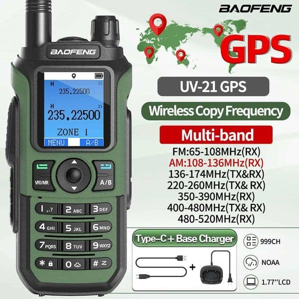 Baofeng UV-21 PRO Walkie Talkie GPS Multi Band Wireless Copy Frequency Type-C Long Range Upgrade UV 17 PRO GPS Ham Two Way Radio M251210