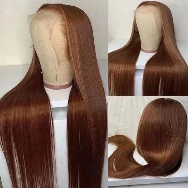 13x4 Chocolate Brown Bone Straight 13x6 Human Hair Wigs 30 36 40 Inches HD Transparent Lace Frontal Wig 200 Density Brazilian Human Hair Wigs For Black Women