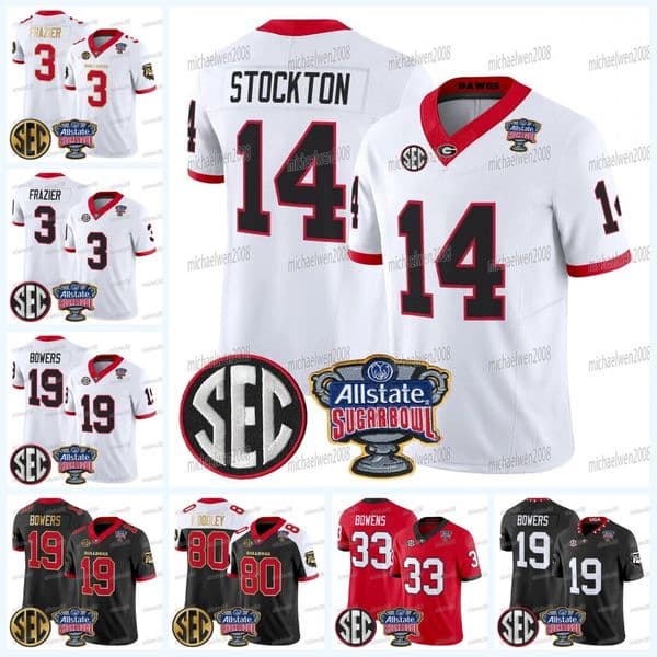 Georgia Bulldog 2025 Sugar Bowl Patch Football Jersey Gunner Stockton Nate Frazier Zachariah Branch Vince Dooley Brock Bowers Chauncey Bowens Larry Munson Youth