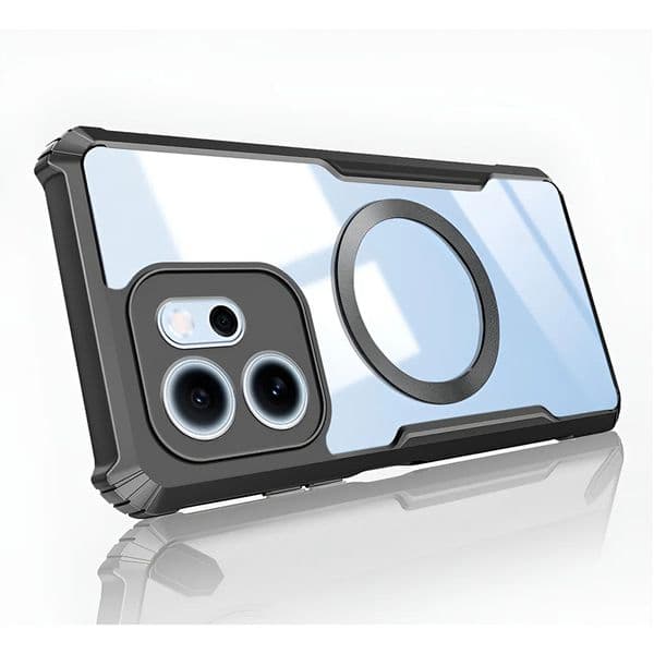 For OPPO Reno 14 14F 13F 13 12 11 10 9 8 8T 7 6 6Z 5 PRO Lite Phone Case Magnetic High-permeability Four-corner Drop-resistant Protective Acrylic Cover
