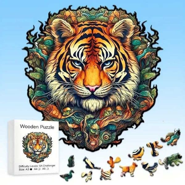 Tiger Wooden Jigsaw Puzzle Uniquely Irregular Animal Shaped Wooden Stress Relief Toy X251211