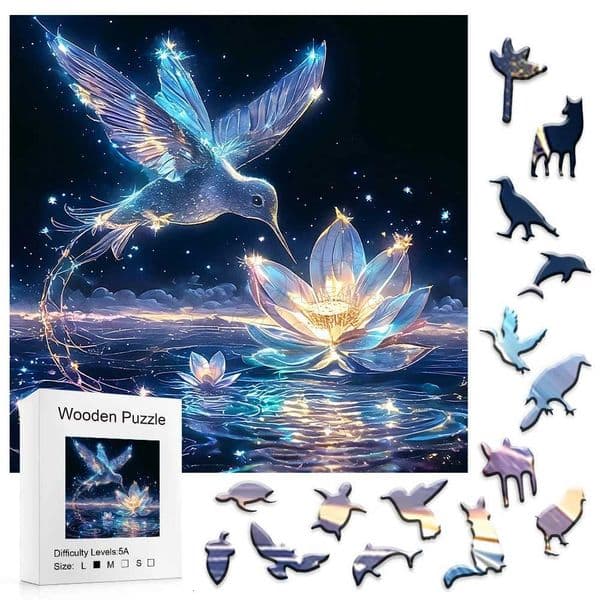 Vibrant Hummingbird Premium Wooden Puzzle Irregular Animal-Shaped Pieces Brain-Teasing Focus Trainer Elegant Gift Box U X251211