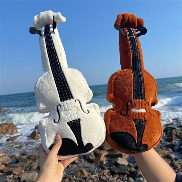 27cm Violin Plush Toys Funny Decorative Ornaments Realistic Violin Doll Exquisite Throw Pillows Birthday Gifts For Child Friends 251128BJ