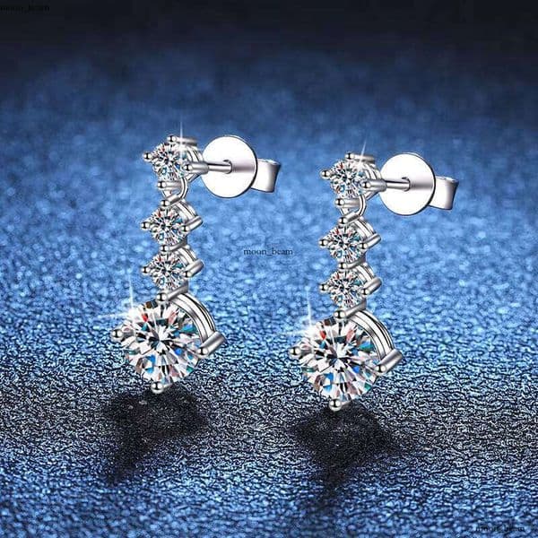2CT Silicon Stone Pendant 925 Sterling Silver Platinum Full VVS Moissanite Earrings 2023 New Jewelry Women Birthday Gift