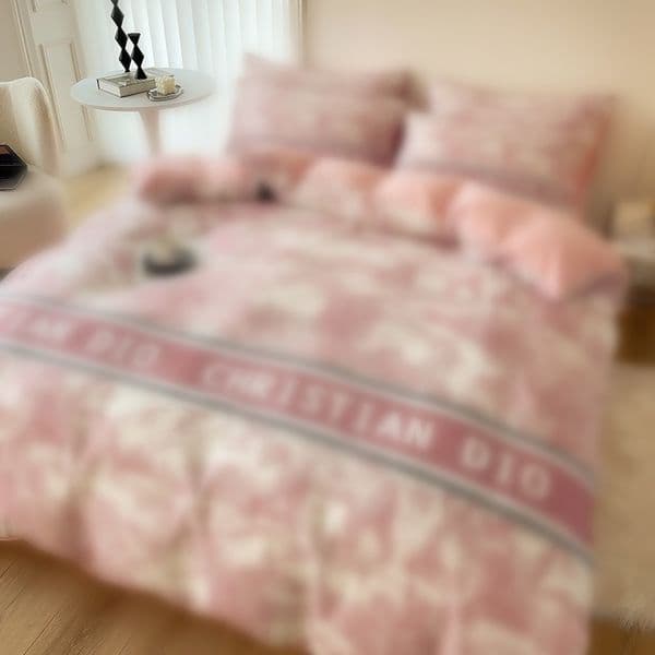 Designer luxury brushed high-end trendy brand four-piece set of water-washed cotton sheets pillowcases dormitory bed cover three-piece bedding setW260210