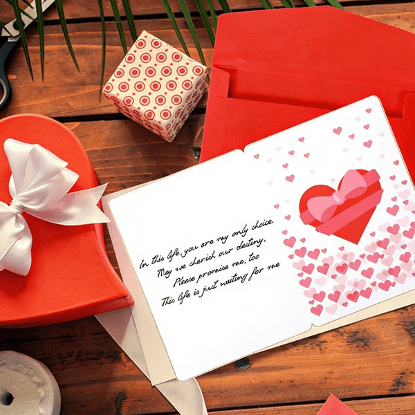 Valentine's Day Confession Wooden Greeting Card Folding Hollow-out Message Card Date/Honeymoon Invitation/Valentine Gift For Girlfriend/Boyfriend/Wife/Husband