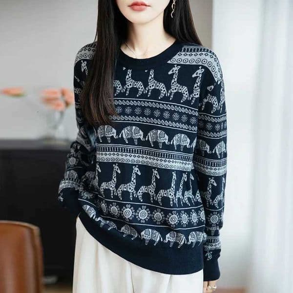 French Vintage Knitted Sweater Womens round Neck Loose Knitted Base Layer 2025 Autumn Winter New Style Womens Top Z251211