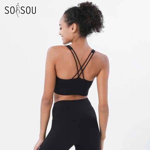 SOISOU Yoga Womens Tracksuit Sports Fitness Elastic Sportwear Bra Leggings Two Piece Set Women Clothes Gym Sexy Naked GirlsT251211