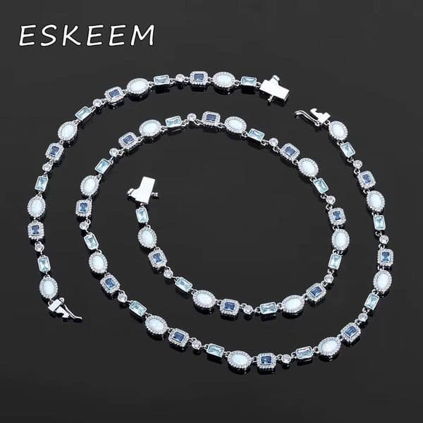 Eskeem New Arrival 6mm Geometric Necklace 925 Silver Iced VVS Moissanite Hip Hop Fine Jewelry Chain