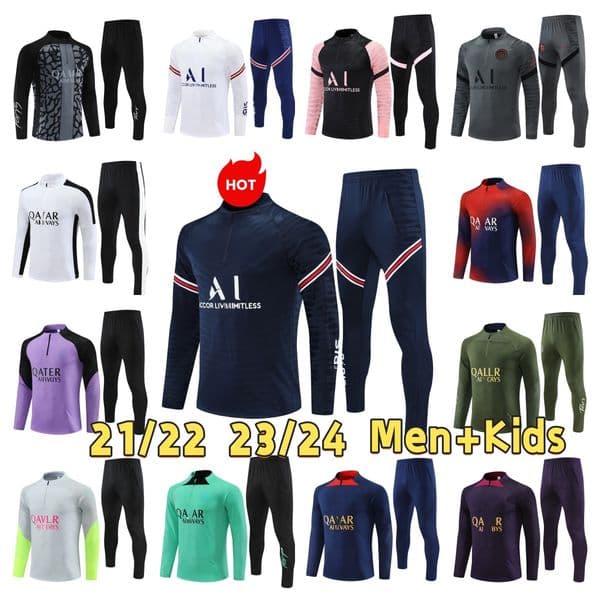 2122 MBAPPE jersey NEYMAR JR Football Shirt Marquinhos Hakimi Training Running Set Adult Half-Zip Long-Sleeve Casual Match Outfit Kits paris st germain jersey